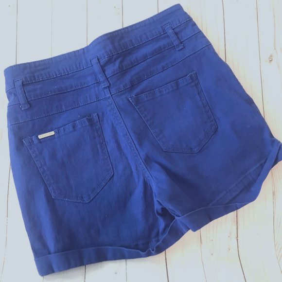 High Rise Cuffed Button Front Denim Shorts SZ 7 - Picture 7 of 8